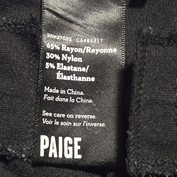 PAIGE Womens Black Los Feliz Ponte Knit Leather Trim Super Peg Pants Size 27 - Picture 4 of 7